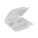 9″ x 6″ 1-Compartment Microwaveable White Mineral-Filled Plastic Hinged Take-Out Container