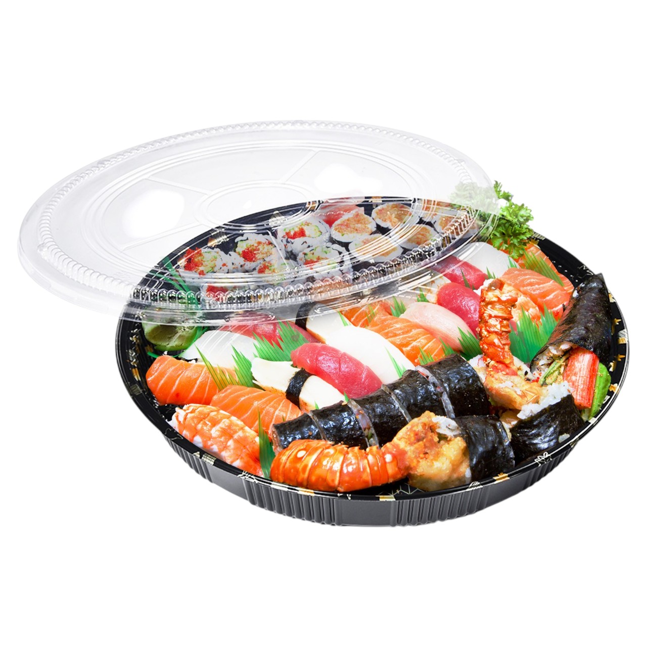 Round Sushi Tray With Lid, 15″ x 2.1″
