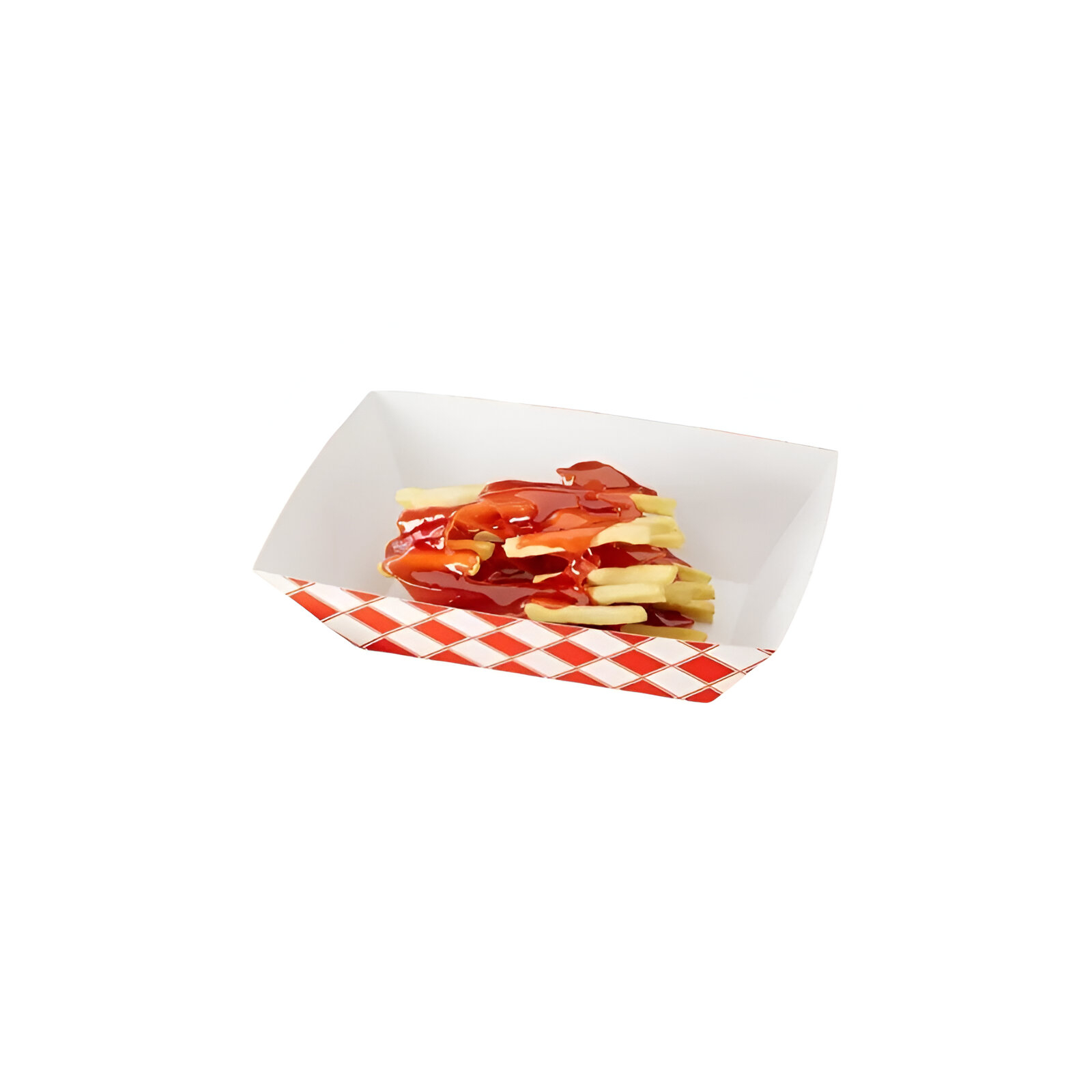 1 lb White/Red Paper Food Tray, 3.8″ x 2.2″ x 1.7″