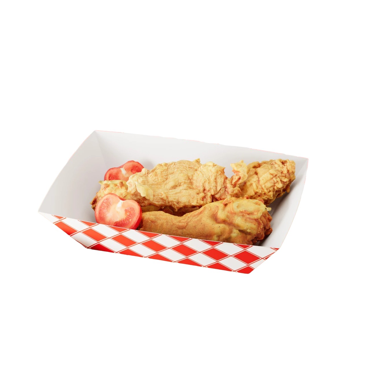 2 lb. Red & White Paperboard Food Tray, 4.5″ x 2.7″ x 1.6″