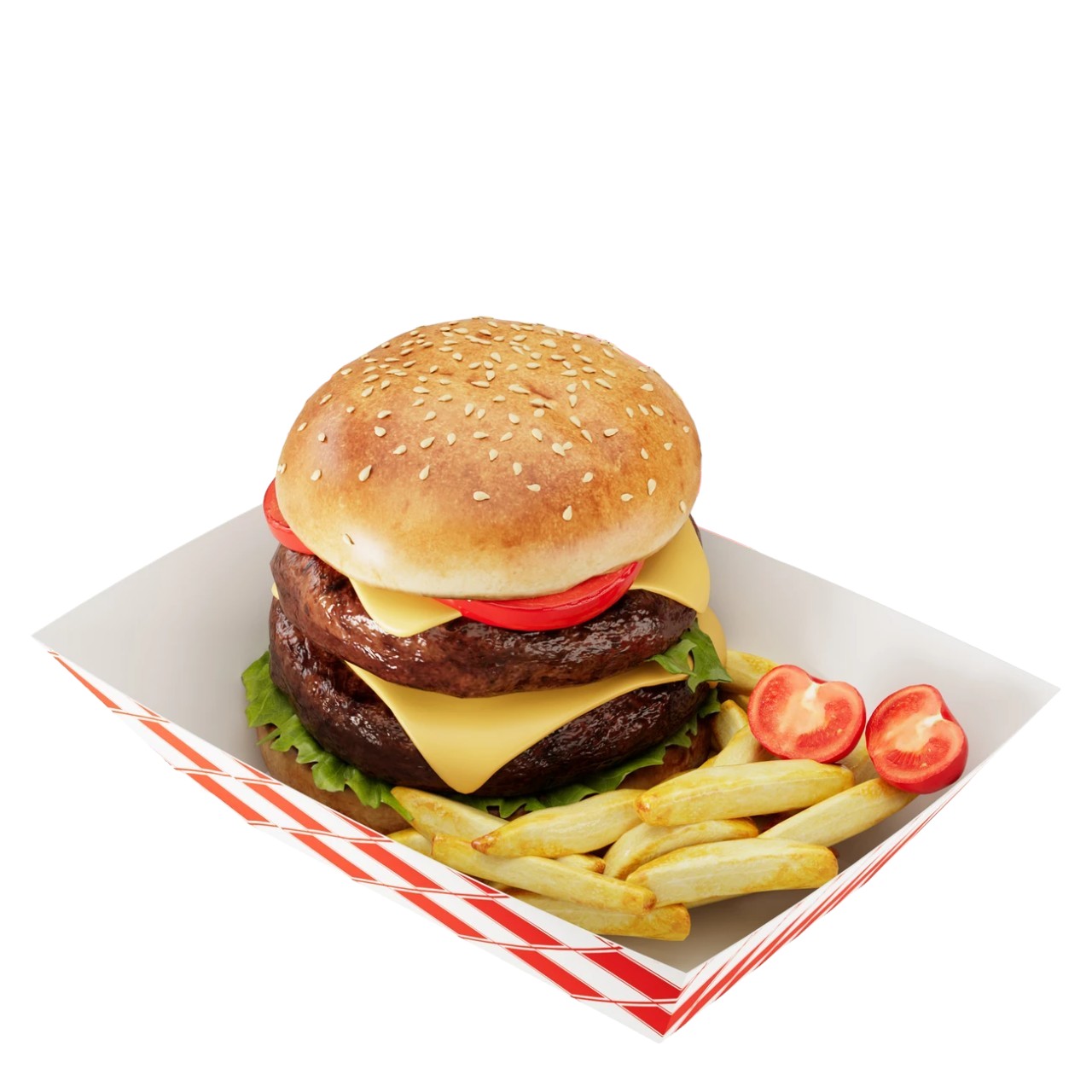 5 lb. Red & White Paperboard Food Tray, 6.5″ x 4″ x 2.4″