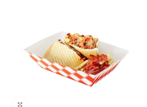 3 lb. White/Red Paper Food Tray, 5.4″ x 3.1″ x 2.1″