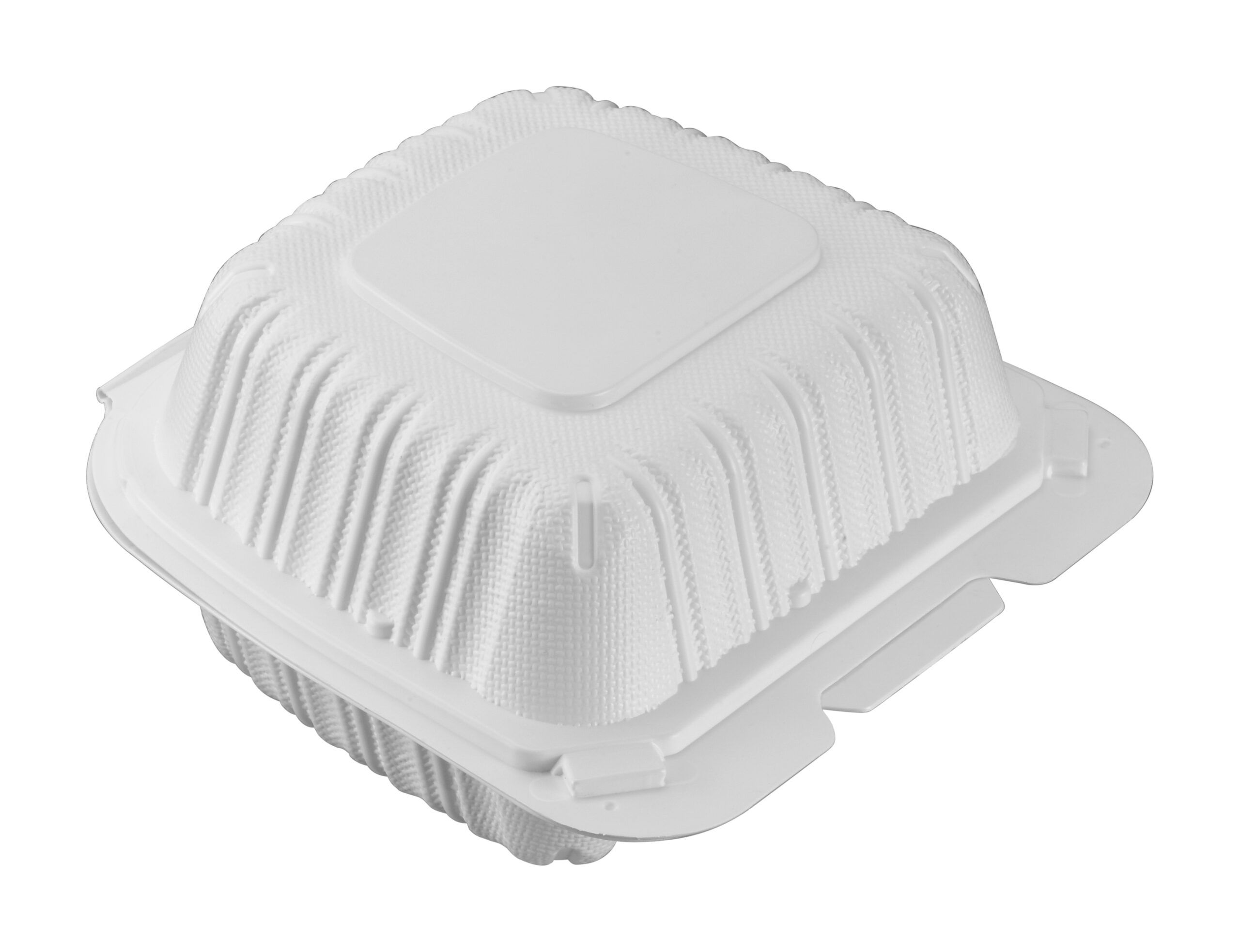 6″ x 6″ Microwaveable MFPP Hinged Take-Out Container, Vented, White