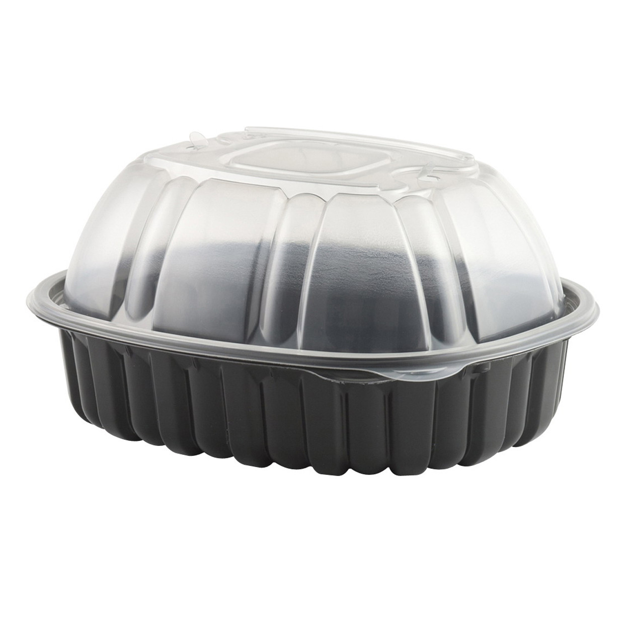 Nature’s Best® PP Microwavable Roaster With High Dome Anti Fog Vented Lid Combo Pack, Black/Clear, 9.44″ x 7.41″ x 4.5″