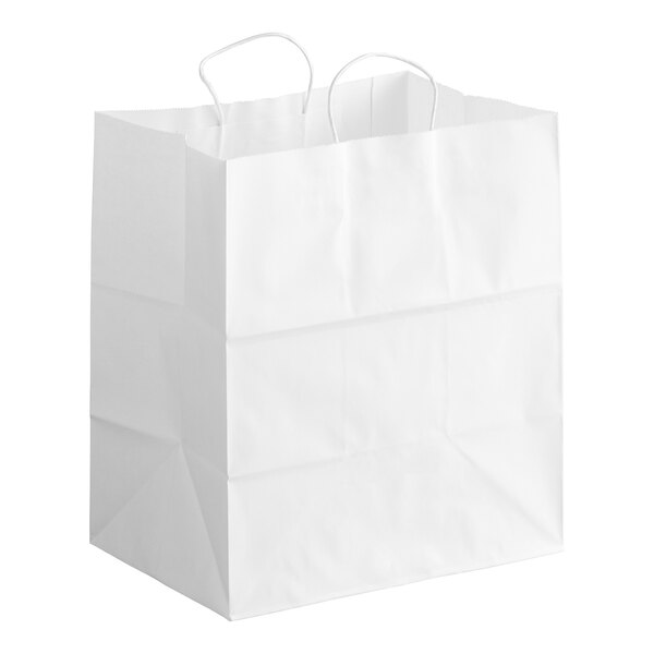 14″ x 10″ x 15″ White Paper Shopping Bag with Twist Handle