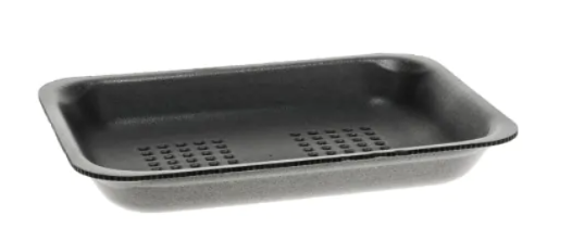 Prime Source® 2 PS Foam Meat Tray, Black, 8.25″ x 5.75″ x 1″