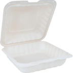 EcoSystems 8″ x 8″ 1-Compartment Microwaveable MFPP Hinged Take-Out Container, White