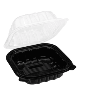 PP Black Tray with Translucent Lid, 6″ x 6″, 240 Sets (60/8)