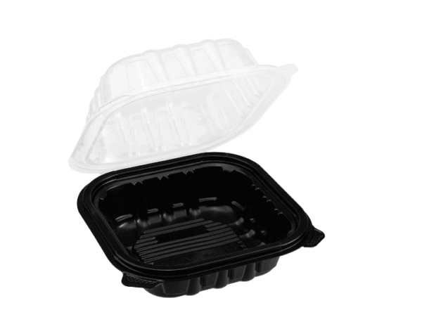 PP Black Tray with Translucent Lid, 6″ x 6″, 240 Sets (60/8)