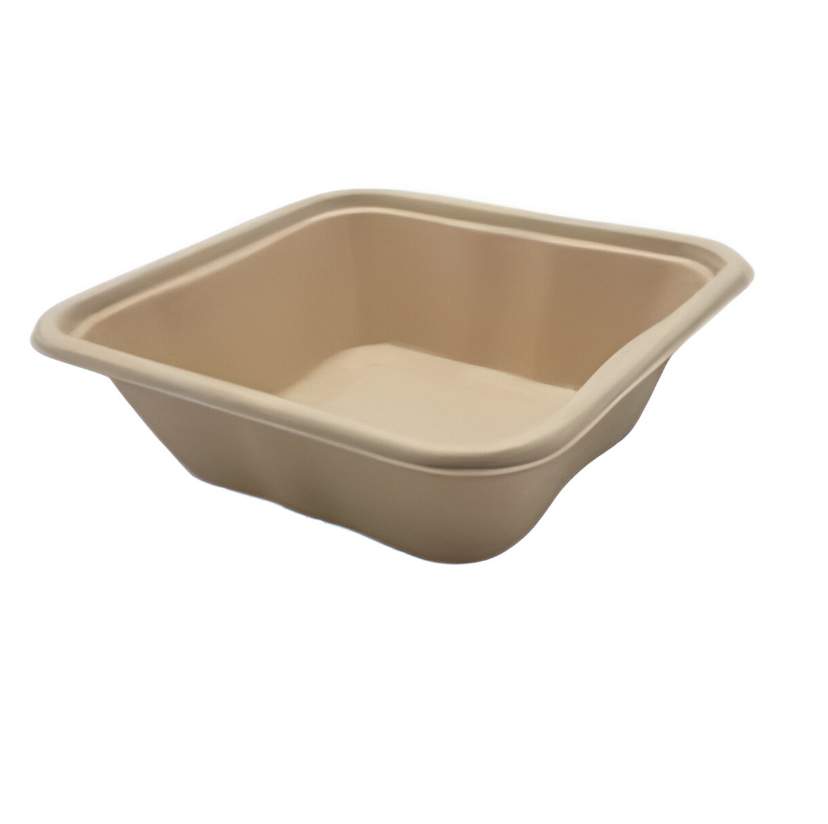 24 oz. Kraft Bagasse Square Bowl, 6.5″ x 6″ x 2″