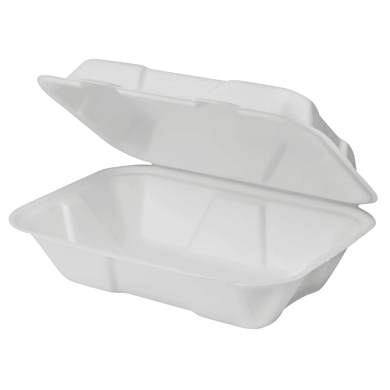 9″ x 6″ White Bagasse Take-Out Container, PFAS Free