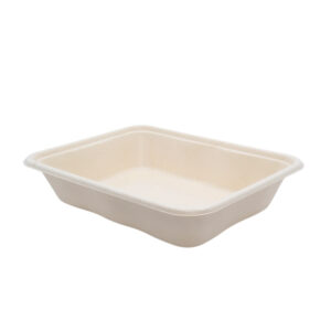32 oz. 1-Compartment Compostable Kraft Fiber Container, PFAS Free