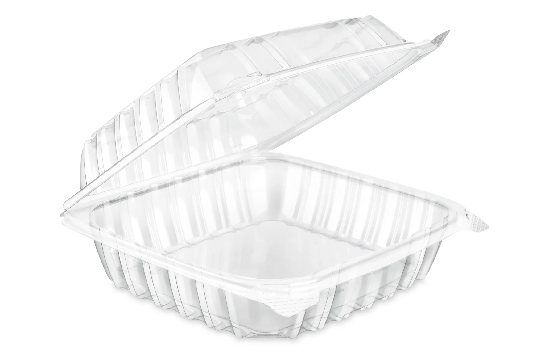 8” x 8″ x 3″ Clear Plastic Hinged-Lid Take Out Container