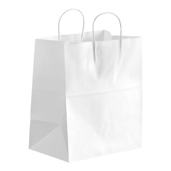 zoho_img_5892498000002900374 10″ x 6.75″ x 12″ White Paper Bag With Twist Handle - Image 1