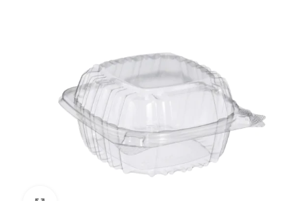5” x 5″ x 3″ Clear Plastic Hinged-Lid Take-Out Container