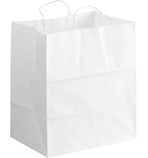 14″ x 10″ x 15″ White Paper Shopping Bag with Twist Handle